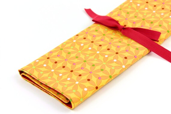 Knitting Needle Case - Carnival - IN STOCK Large Organizer 30 red pockets for straights, circulars, dpns and notions