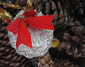 GOLD Fabric PINE CONE hanging FoReST ornament