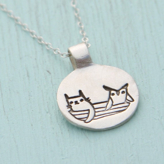 Items Similar To The OWL And The PUSSYCAT Necklace Illustration By BabeGIRLPARTY Eco Friendly