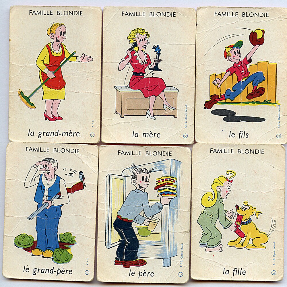 FRENCH Game Cards Set of 6 Vintage DAGWOOD and BLONDIE
