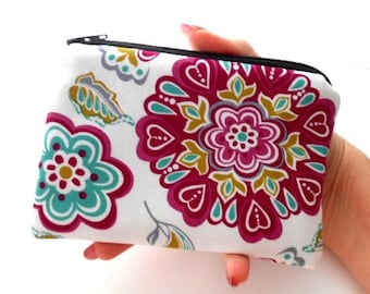 Little Padded Zipper Pouch Coin Purse ECO Friendly NEW Retro Rhapsody