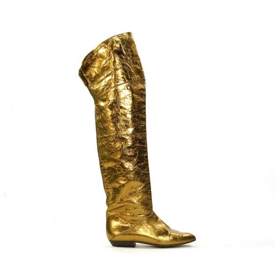 over the knee boots with gold zipper