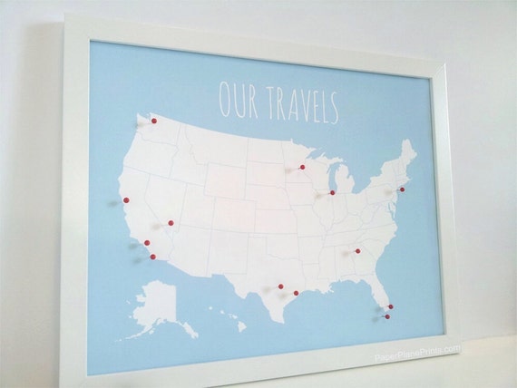 US Map With Pins DIY Kit United States Push Pin Map Wall
