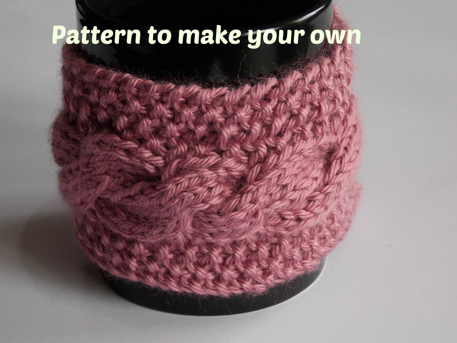 knitting PATTERN cabled coffee cup mug cozy knit cable