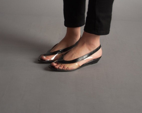 black and clear flats