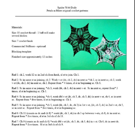 patterns etsy crochet doily pattern PetalsnMore on crochet Doily Web Etsy by pdf Spider