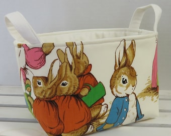 Storage and Organization - Peter Rabbit Fabric - Vintage Beatrix Potter Fabric - Fabric Organizer Bin Storage Container Basket