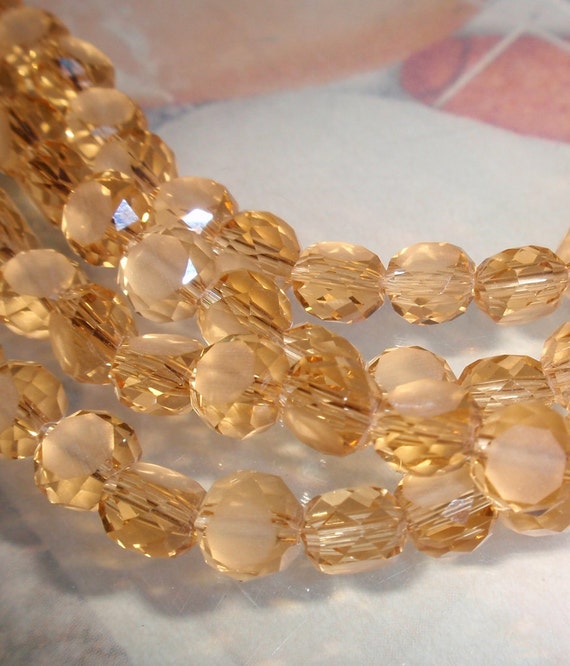 Champagne Faceted Matte Crystal 6mm Bead Strand