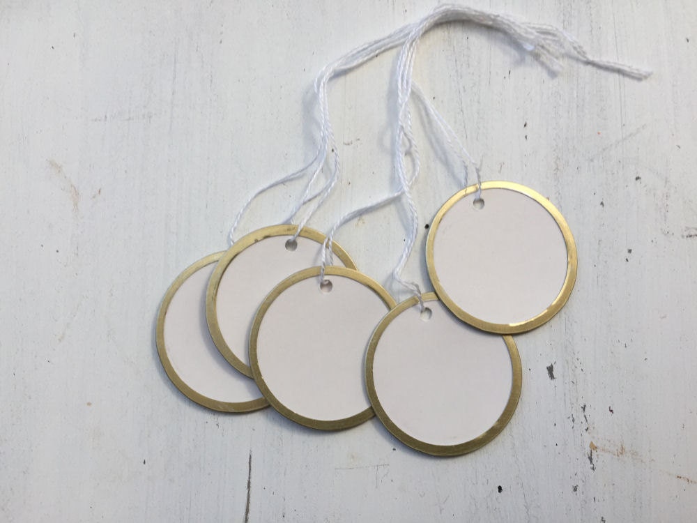 Gold Metal Rim Tags Round Tags 12 Gift Tags Wedding Tags