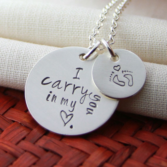Items similar to I Carry You in My Heart, Miscarriage Necklace