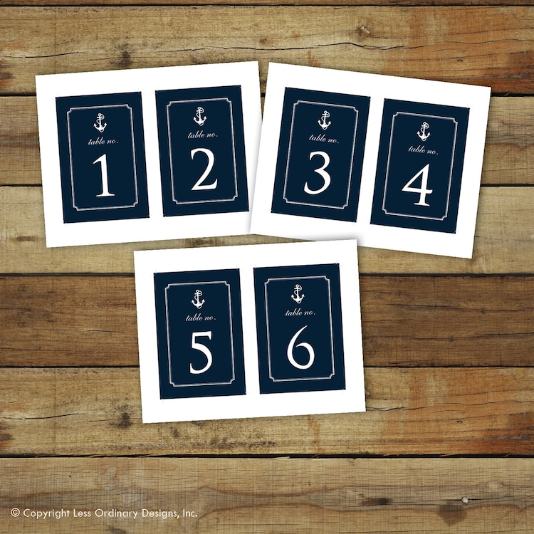 Nautical table numbers nautical wedding table by saralukecreative