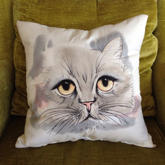 big cat face pillow by pillowhappy on Etsy