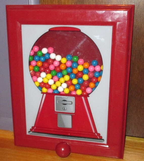 Vintage MOD 60s Pop Art Real Gumball Machine Picture Wall