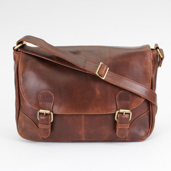 Leather Satchel Messenger Bag Handbag Shoulderbag Brown Leather Satchel Messenger Bag Handbag Shoulderbag Brown