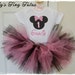 Pink Minnie Mouse Birthday Tutu Set Personalized Minnie Mouse Onesie Disney Birthday Outfit Baby 6 9 12 or 18 Months