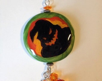 Oogie Boogie Nightmare before Christmas Orange Green Swarovski Crystal Necklace Dangle Pendant Halloween