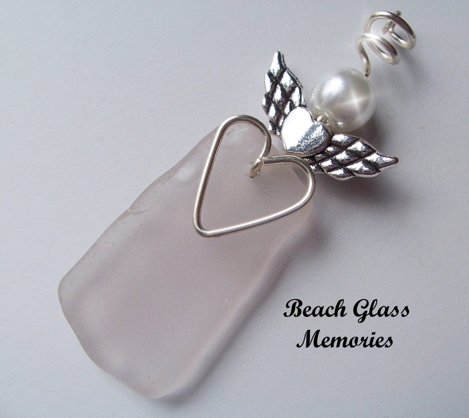 Sea Glass Angel Christmas Ornament Beach Glass Lavender