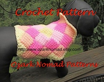 Immediate Download - PDF Crochet Pattern for The Harlequin Dog Sweater