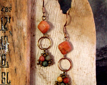 Natural Stone Dangle Earrings Turquoise And Jasper By Sewartzee