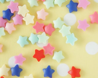 Assorted 10 pairs (20pcs) Teeny Matte Finished Star Flakes/Cabochon (8mm) IK137
