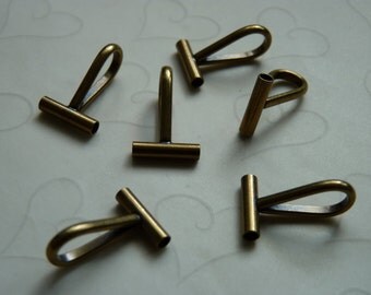 New item -- 6 Pieces of Antique Brass Plated Brass Brooch/Pin Converter Bail -- Horizontal, 21x13.5mm