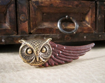 Owl Tie Bar, Animal Tie Clip, Owl Tie Clip, Groom, Wing Tie Clip, Woodland Animal, Maroon, Wedding, ORIGINAL DESIGNER Days Long Gone