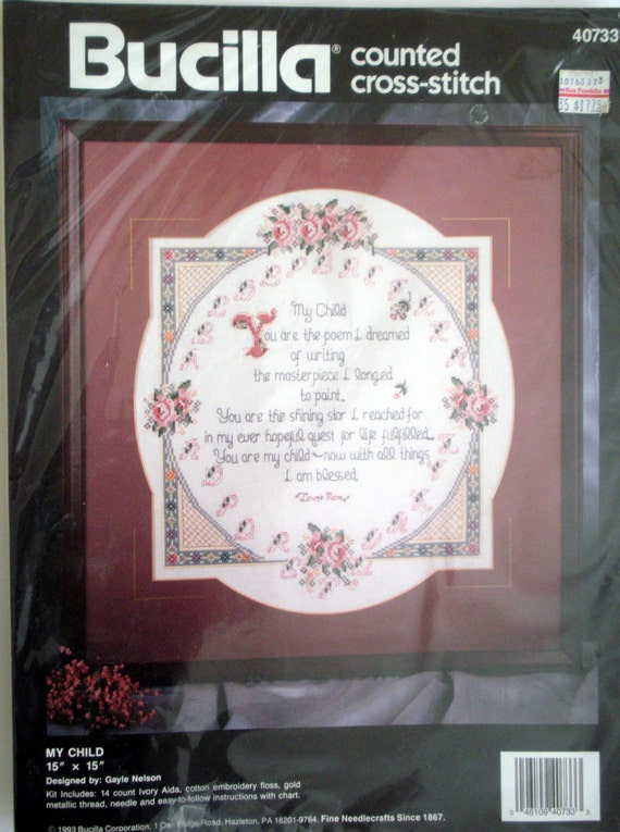 Items similar to Bucilla Counted Cross Stitch Kit 40733 My Child by