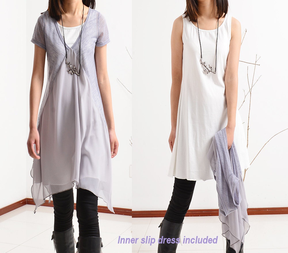 Transparent Meditation zen layered tunic dress Q1505