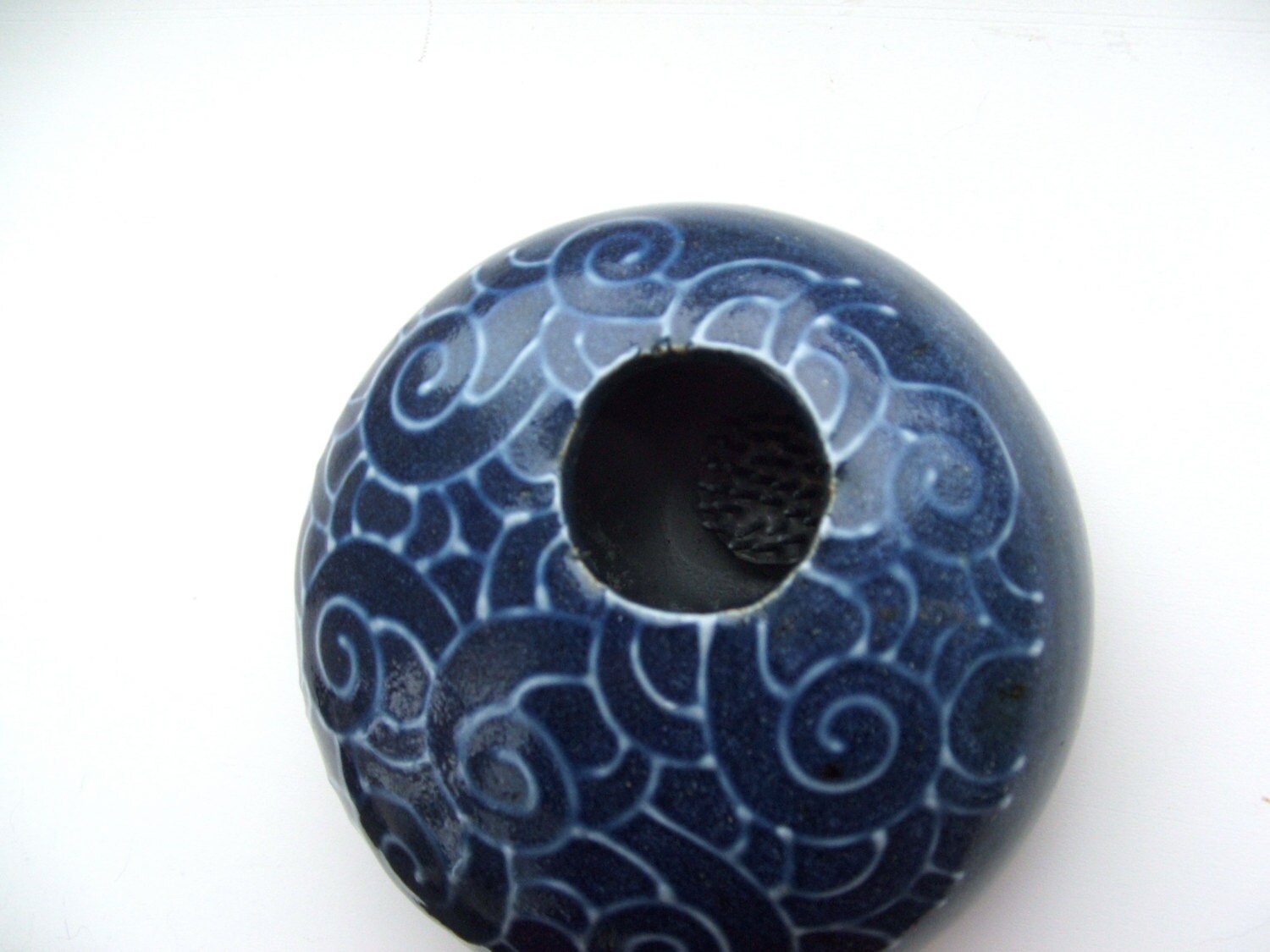 Ikebana handmade pottery vase with flower by lookonmytreasures