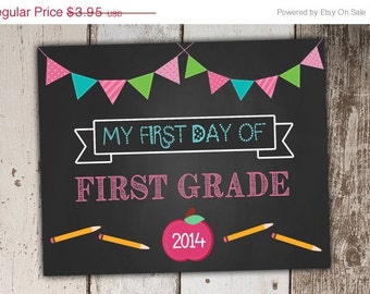 FALL SALE First Day of School - First Grade Sign - Chalkboard - INSTANT ...