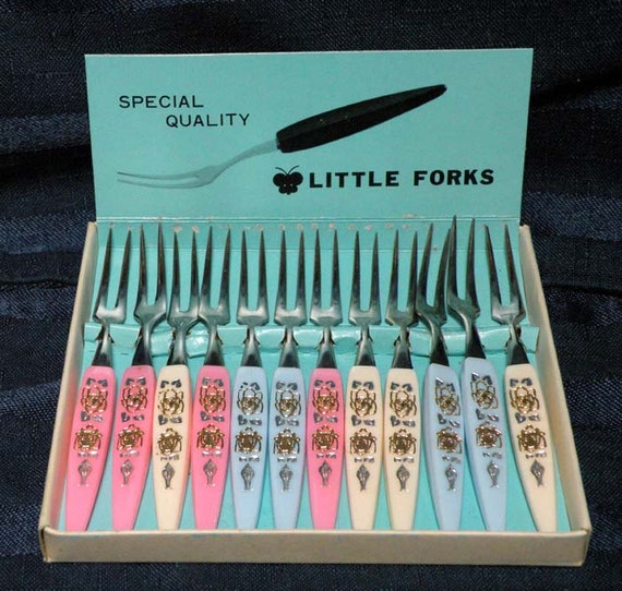 Retro HORS D'OEUVRES Cocktail Forks/ Stainless Steel