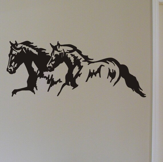 Running Mustang Horses Vinyl Wall Decal Graphic by mojographics
