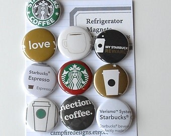 STARBUCKS VARIETY PACK 2-Refrigerator Magnets Flair Badges or Buttons