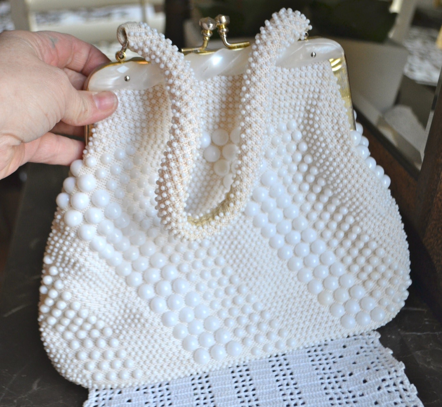 vintage white purse