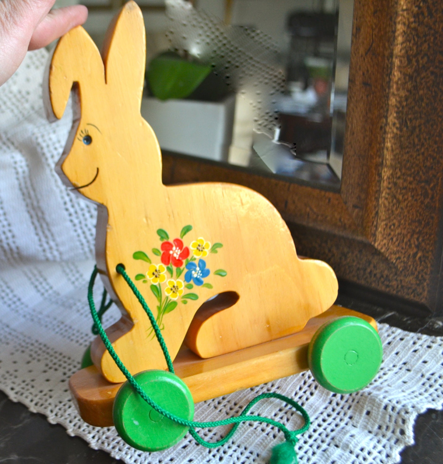 EASTER BUNNY Vintage Hand Made Wooden Easter by StudioVintage