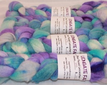 Roving, Wool, BFL Roving, Blue Faced Leicester Hand Painted Roving #612