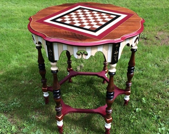 Whimsical Painted table // Whimsical Painted Furniture // Painted Game Table