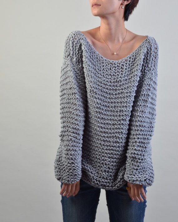 Simple is the best Hand knitted sweater Eco cotton oversized