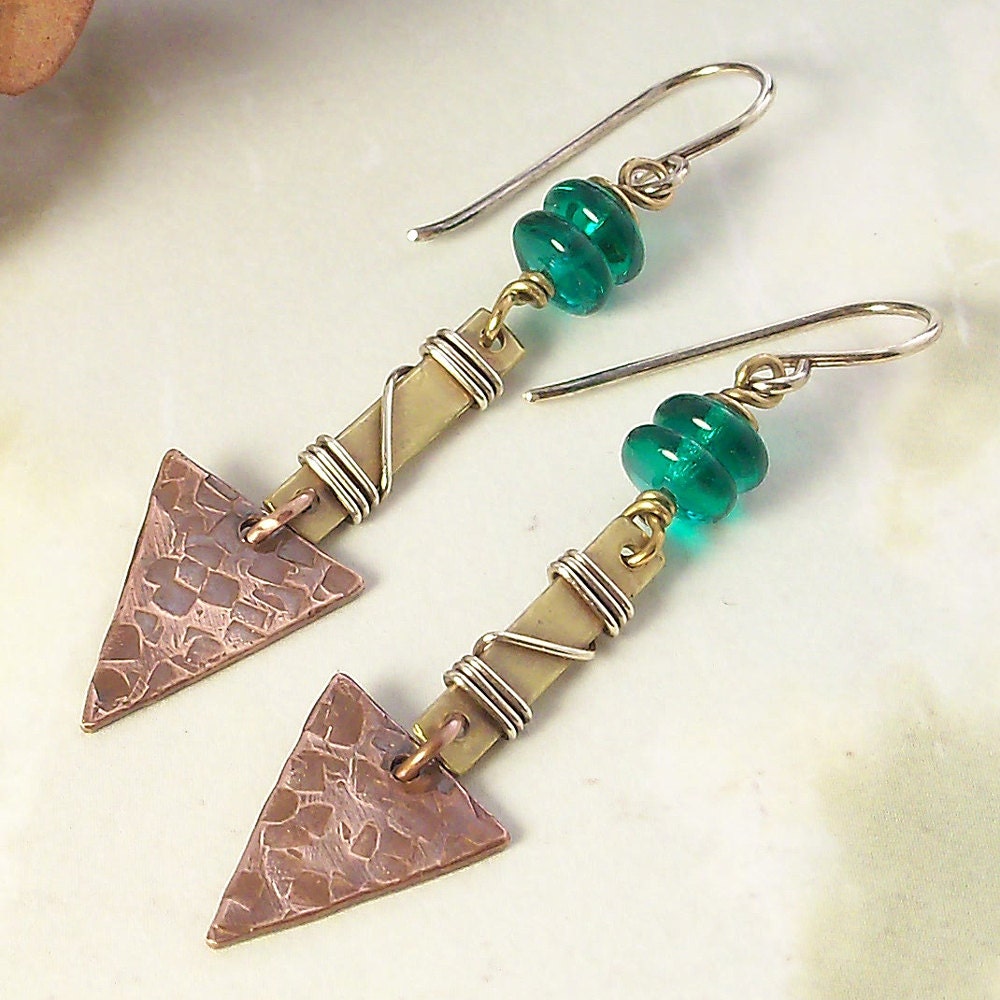 Mixed Metal Jewelry Handmade Arrow Earrings Wire by ArtNSoulJewels