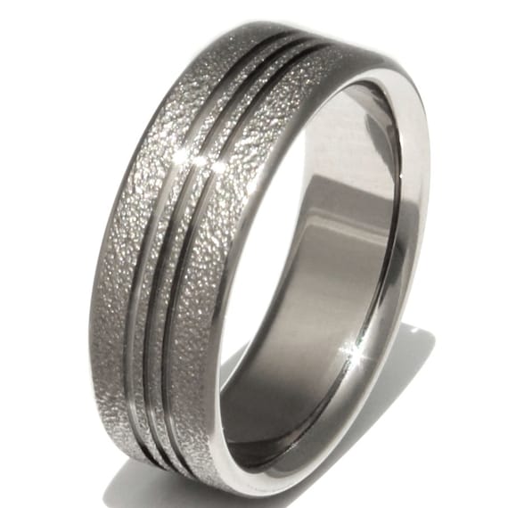 ... Wedding Band - Unique Titanium Ring - Frost Titanium - Unisex Band