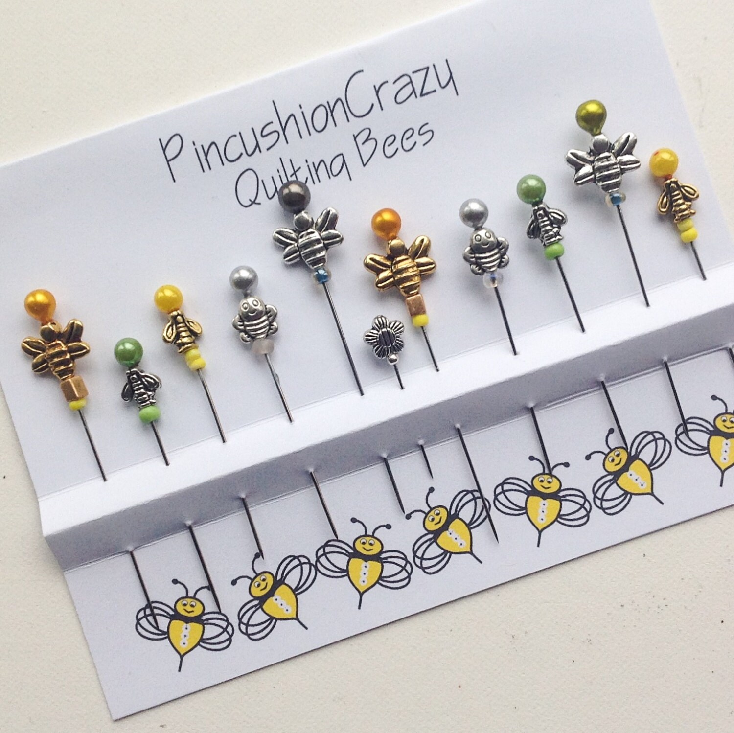 Decorative Quilting Bees Bee Pins Pincushion by PincushionCrazy