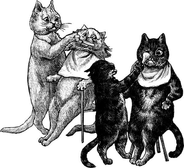 cat in barber shop printable art by DigitalGraphicsShop on Etsy