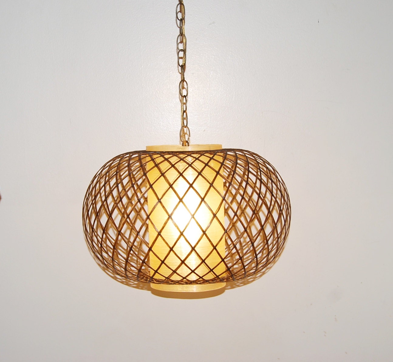 Vintage Mid Century Swag Fiberglass Globe Lamp Large Haute Juice