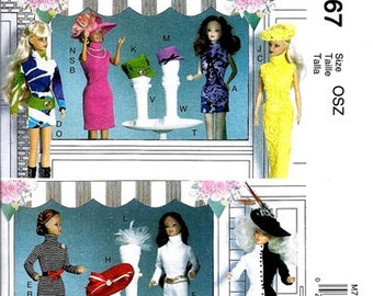 BARBIE CLOTHES PATTERN - Fits 11.5 Inch Dolls / Dressses -Hats - necklaces - Accessories