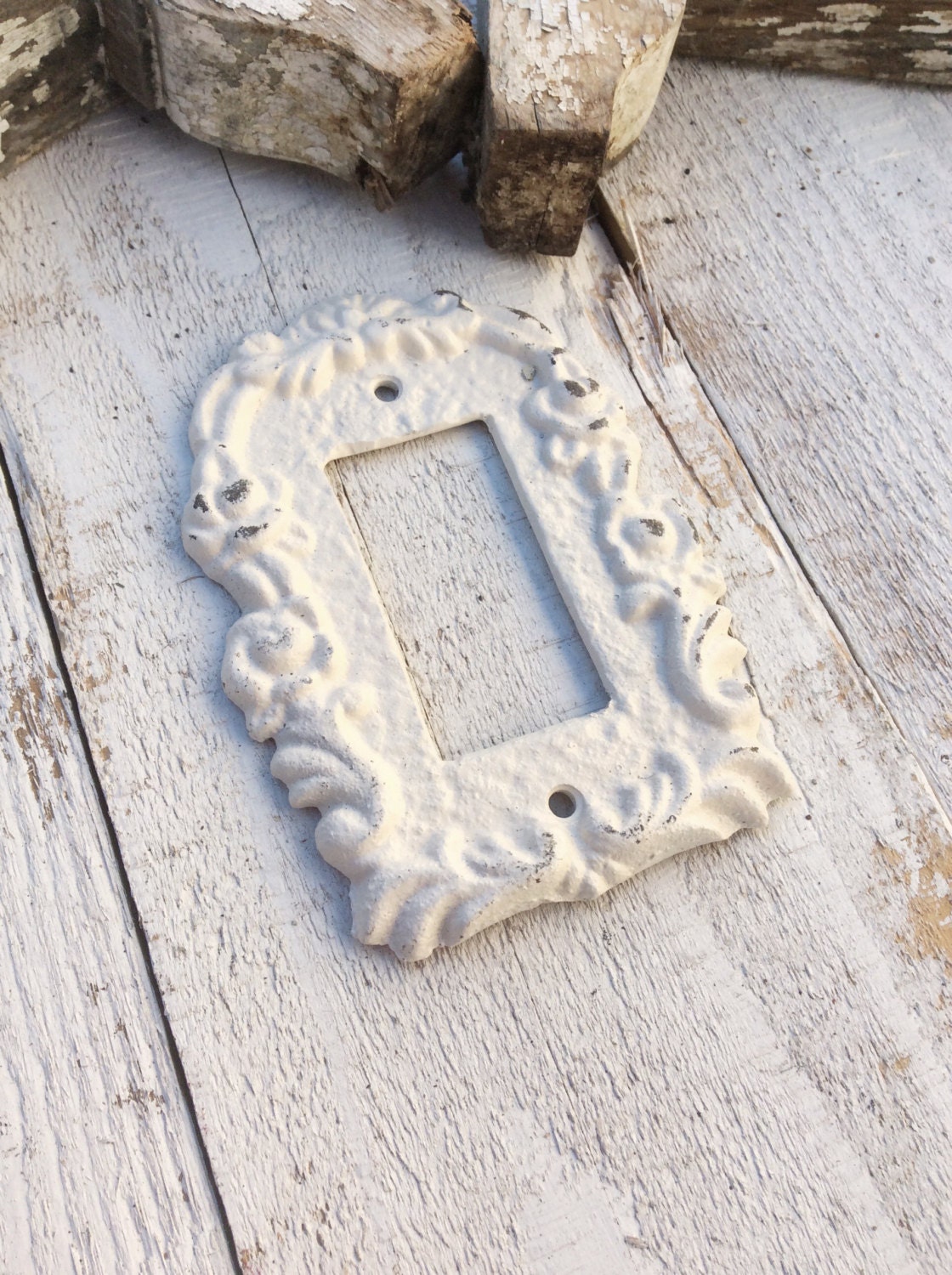 Metal Wall Decor Light Switch Cover Creamy Off White Rocker