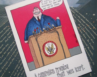 1980's Cartoon by Kevin Pope Postcard Political Humor * free US shipping * politics * vintage cartoon