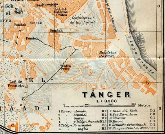 1920 Vintage Map Of Tangiers Morocco Vintage By Bananastrudel   Il 570xN.670832311 7dvo 