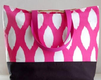 Chipper Fuchsia XL Extra Large Beach Bag / BIG Tote Bag - Ready to Ship