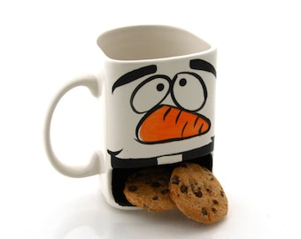Snowman cookie dunk mug, Christmas mug, winter, hot chocolate, biscuit mug
