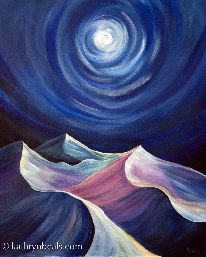 Night Sky over Desert Dunes Painting Stretched by kathrynbeals